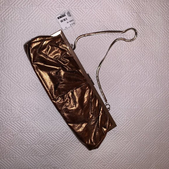 Aldo Bronze Clutch with silver clasp and chain - NWT - Picture 1 of 4